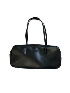 Vintage Guess Black Patent Leather Structured Shoulder Bag Y2K 90s Minimalist